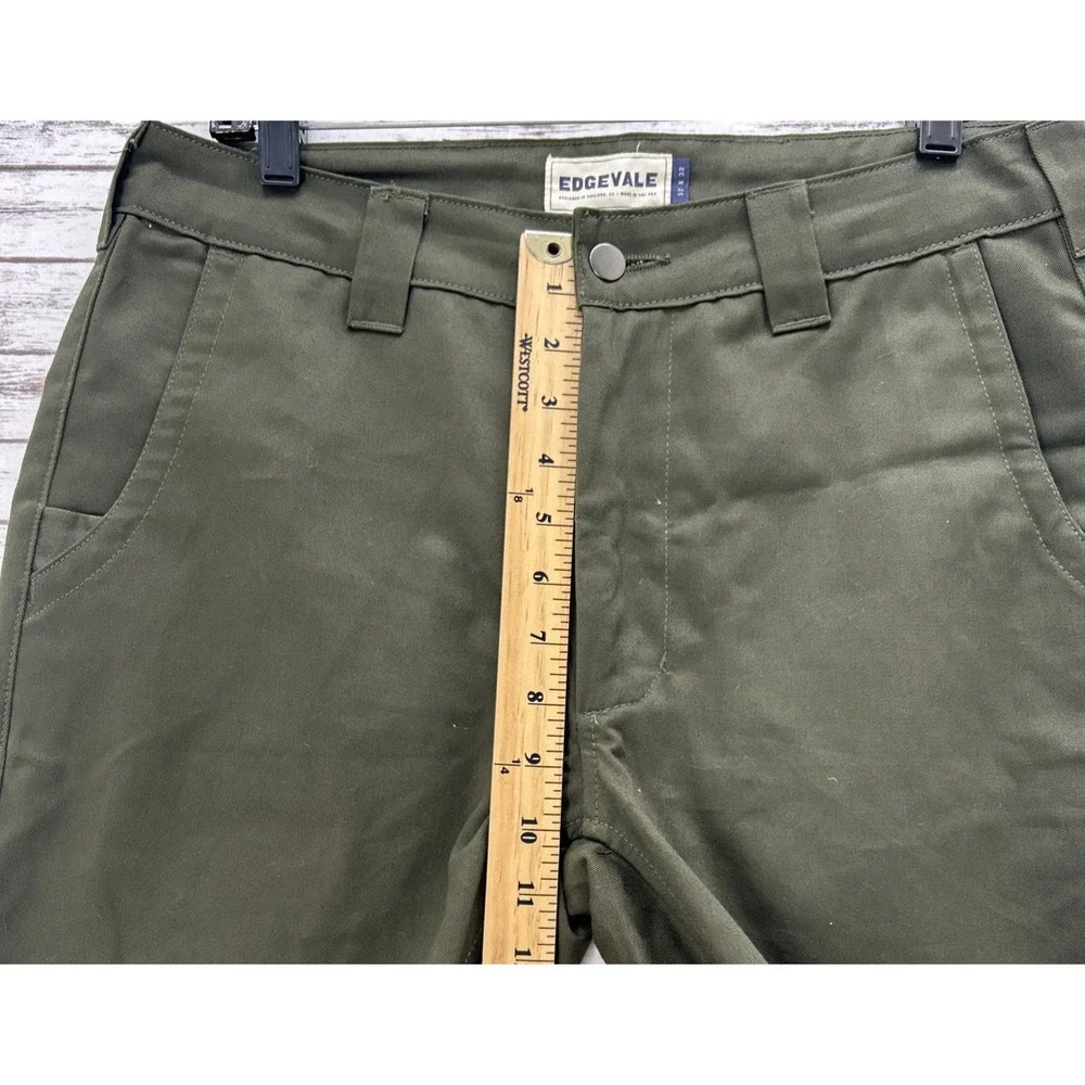 Edgevale Pants Mens 32x28 Green Canvas Chino USA Made Workwear Outdoor Utility